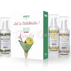 Coffret d'huiles gourmandes aux goûts cocktail chauffante Let's Celebrate